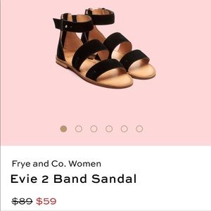 NWT Frye Evie 2 band black sandal